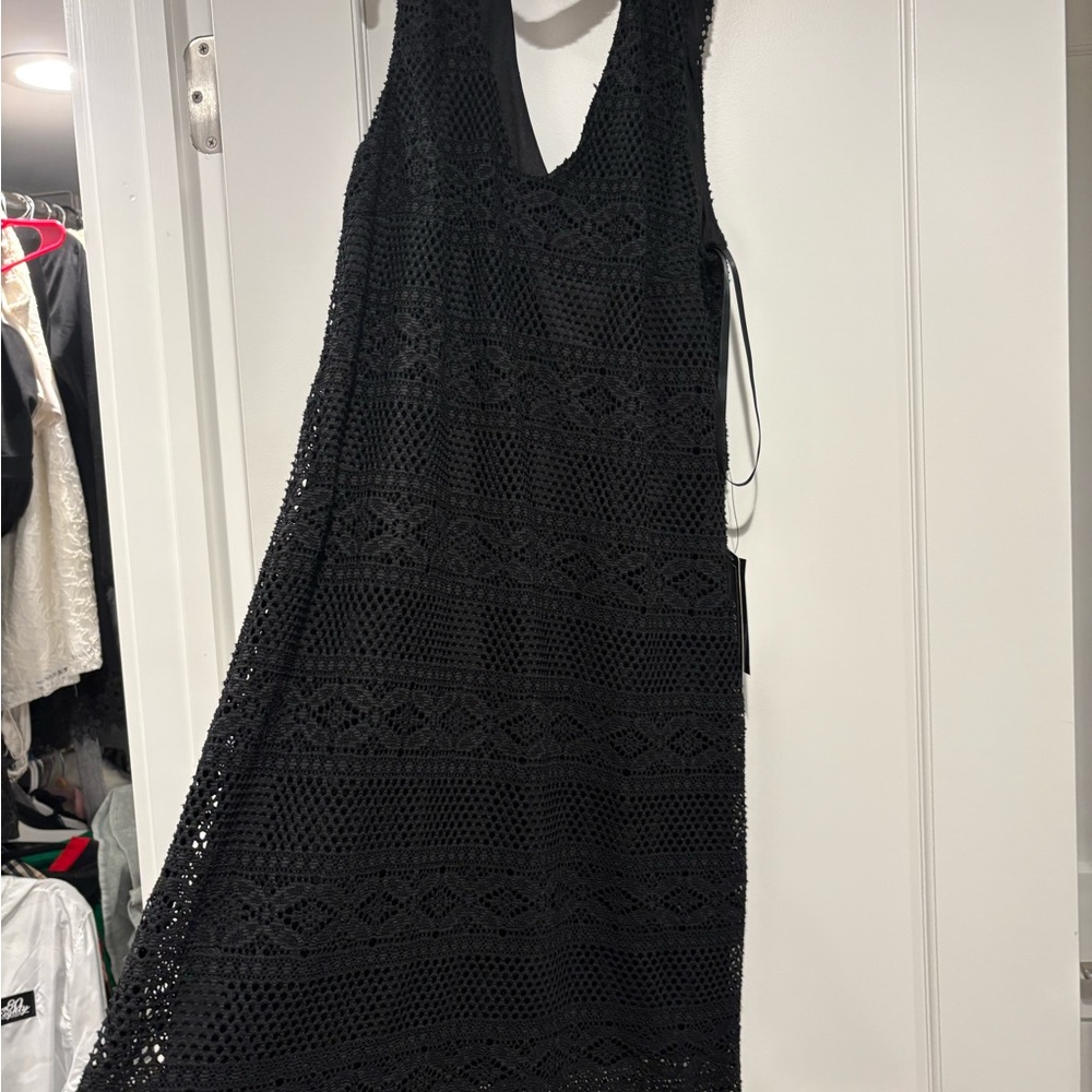 a new day Black Crochet V-Neck Swim Cover-Up